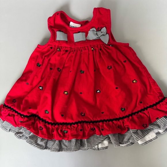 Samara Other - ❤️3/$30 Vintage Samara Baby Girl Red Corduroy Jumper Dress Scottie Dogs - 18M